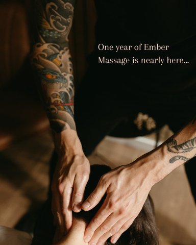 Instagram posts of Ember Massage, One year anniversary of Ember Massage